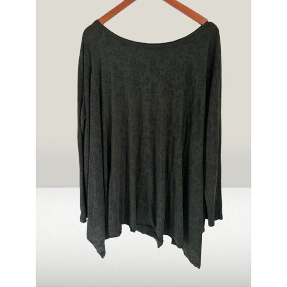 PERUVIAN CONNECTION Tunic Boatneck Hunter Green Floral All Over Large - Picture 4 of 7